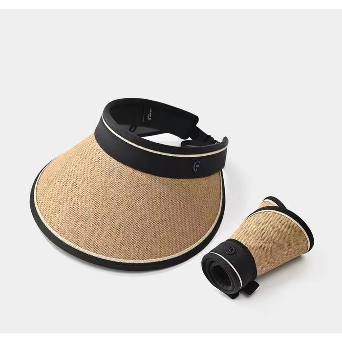 Gambar Topi Pantai Anti UV Topi Pantai Wanita Dewasa Gaya Korea - Coklat Logo dari Clover Fashion undefined Tokopedia
