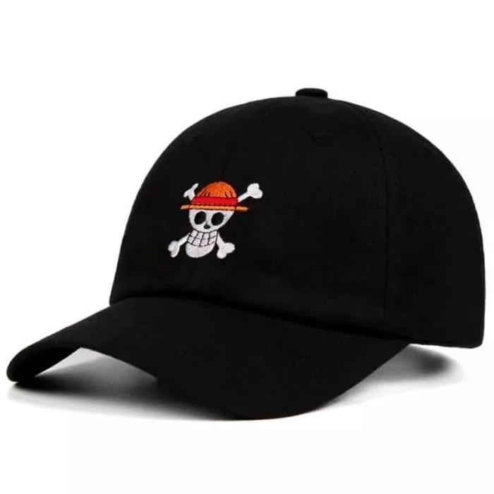 Gambar [COD]Topi Pria / snapback / surf / skate / Hat One Piece Tengkorak - Hitam, All Size dari TOKO SERBA 17 undefined Tokopedia