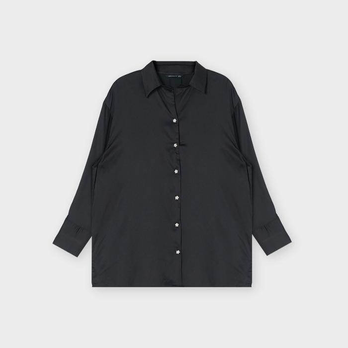 Gambar URBAN&CO Fashion Satin Shirt With Swarovski Button - 1212189 - BLACK, XL dari URBAN&CO OFFICIAL undefined Tokopedia
