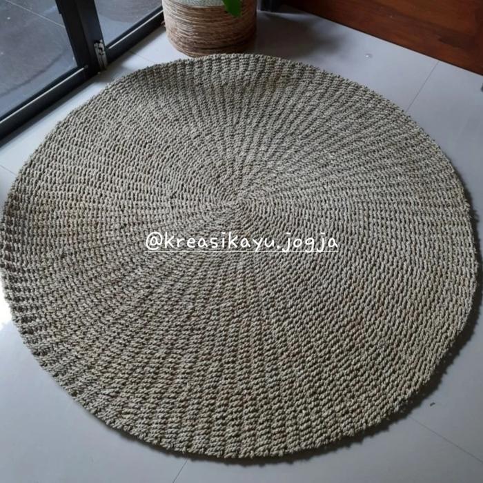 Gambar Karpet/ Tikar /Rug Bulat Anyaman Seagrass/Pandan Laut Diameter 120cm - Natural dari kreasikayu undefined Tokopedia