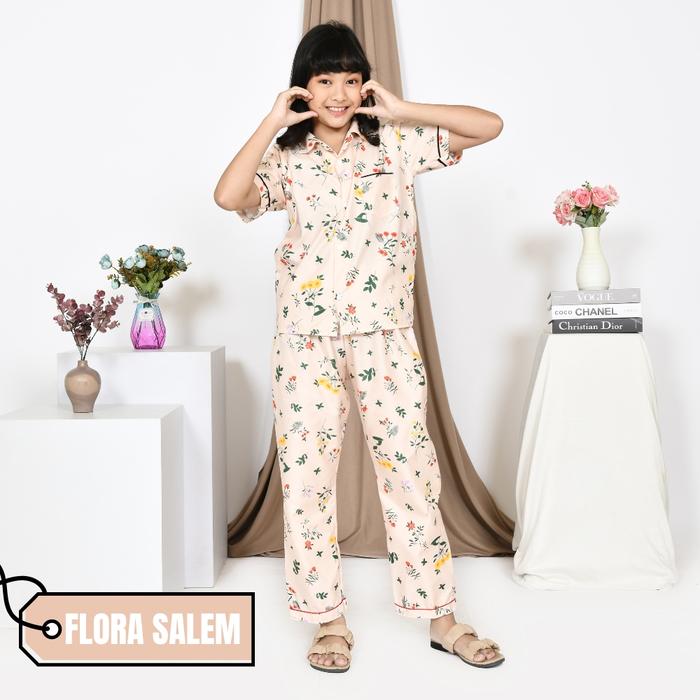 Gambar Nyenyak Piyama Anak Perempuan 6 - 8 Tahun ( Size 8 ) Katun Sintetis / Celana Panjang Atasan Lengan Pendek / Setelan Baju Tidur Motif - 3 - Flora Salem dari Koleksi Rumah Gaya undefined Tokopedia