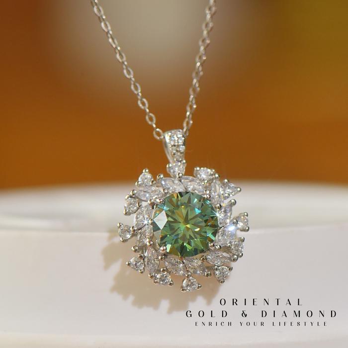 Jual Moissanite Carat 9MM Flower Necklace VVS Jewelry