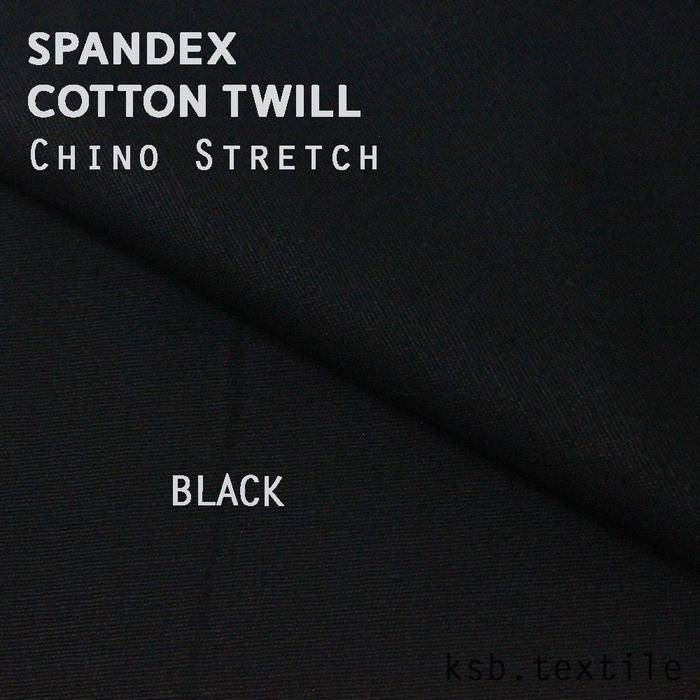 Gambar Kain Chino Stretch Cotton Twill Sueding / Bahan Celana Eceran Meteran - Hitam / Black dari KSB Textile undefined Tokopedia