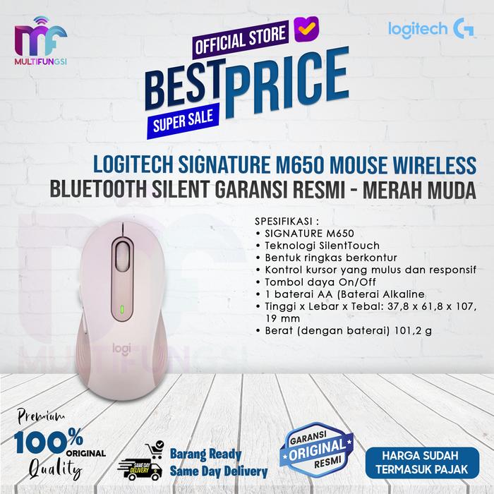 Gambar Logitech Signature M650 Mouse Wireless Bluetooth Silent Garansi Resmi - Merah Muda dari Multifungsi ID undefined Tokopedia