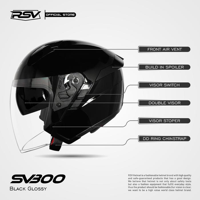 Gambar RSV SV300 SOLID | HELM RSV HALF FACE ORIGINAL PAKET SPOILER - SOLID NO SPLER, M dari Galleryhelm undefined Tokopedia