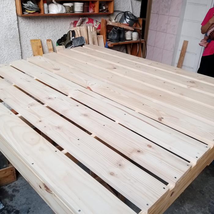 Gambar Dipan Palet Kayu Jati Belanda 200 x 200 x 10 Alas Kasur Minimalis - natural, 160 x 200 x 10 dari dreamnightproject undefined Tokopedia