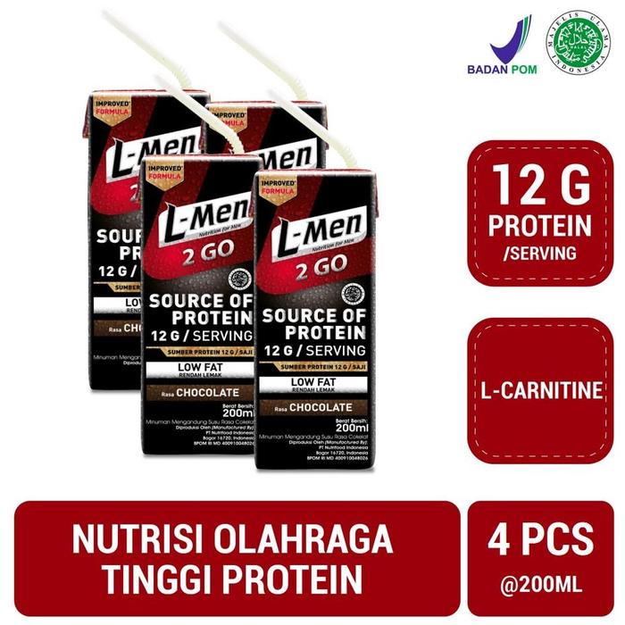 Gambar 4 Pack - L-Men Hi Protein 2 Go Chocolate 200 Ml Rtd Ready To Drink - dari ahitamlapka undefined Tokopedia