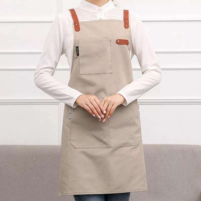Gambar Gudang Apron Celemek Masak barista barbershop pelayan pria wanita - cream waterprof dari Be Apron undefined Tokopedia