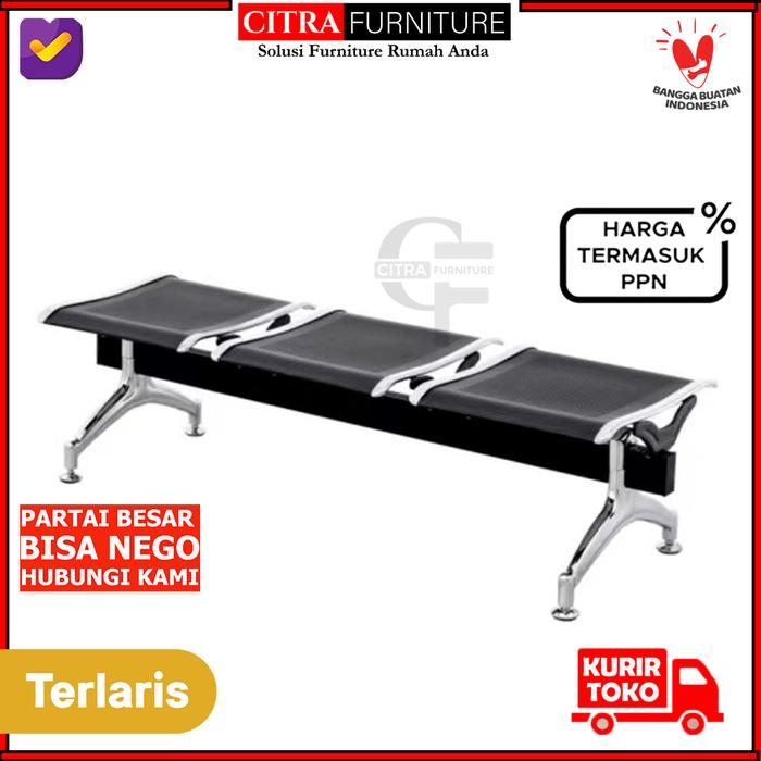 Gambar Kursi Tunggu Bandara Besi 3 Dudukan Tanpa Sandaran - Hitam, DIRAKIT dari Citra furniture undefined Tokopedia