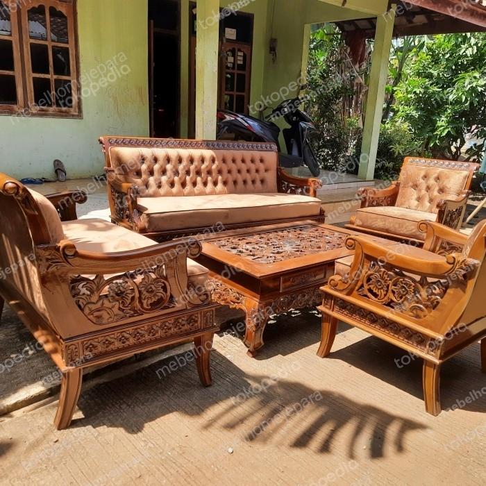 Gambar kursi sofa aladin jati /kursi tamu jati/kursi sofa jati/kursi aladin - formasi 3211+mj dari mebelhomejepara undefined Tokopedia
