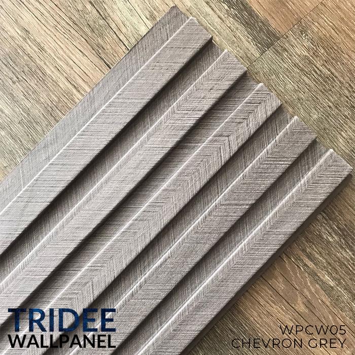 Gambar WOOD PANEL WPC | TRIDEE WALLPANEL - CHEVRON GREY, 150CM dari Tridee Wallpaper undefined Tokopedia