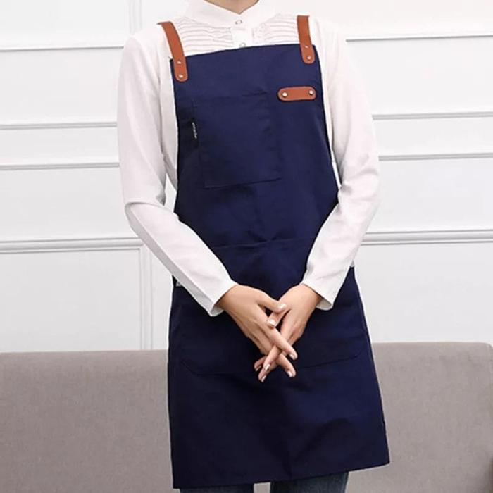 Gambar Gudang Apron Celemek Masak barista barbershop pelayan pria wanita - Navy waterproff dari Be Apron undefined Tokopedia