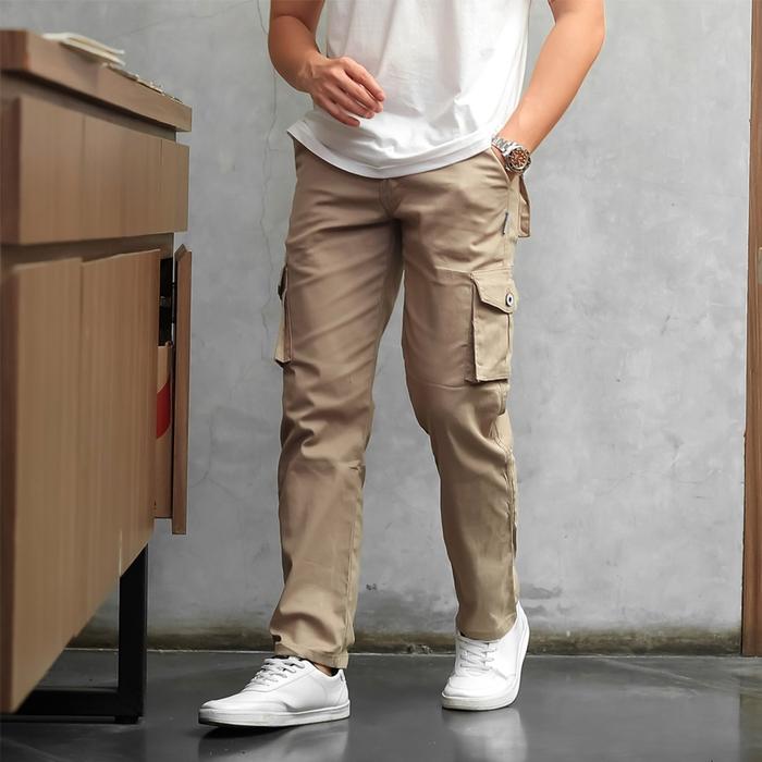 Gambar Celana Panjang Pria Cargo Joger Tactical Slim Fit Casual Outdoor - Mocca, M dari Naugat undefined Tokopedia