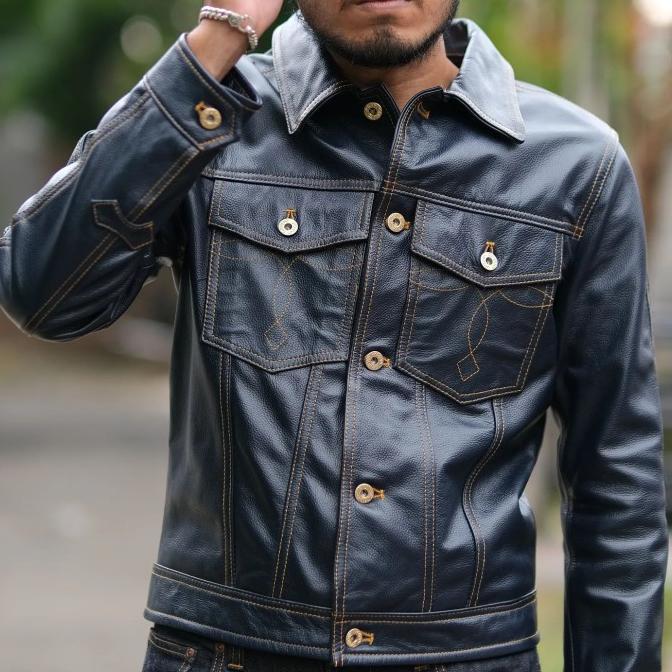 新品未使用 INDIGO 少 LEATHER JACKET 