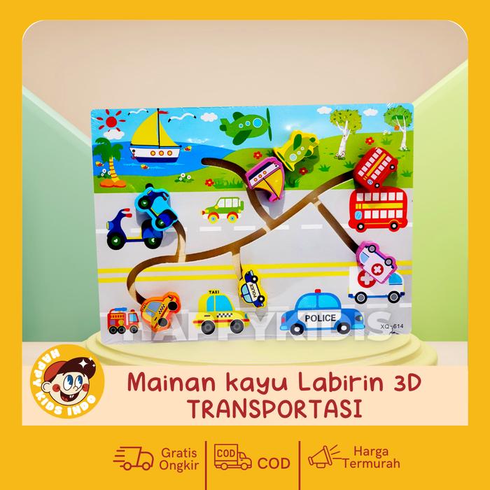 Gambar MAINAN PUZZLE KAYU LABIRIN - MAINAN MONTESSORI EDUKASI ANAK - TRANSPORTASI dari Happy Kids Indo undefined Tokopedia