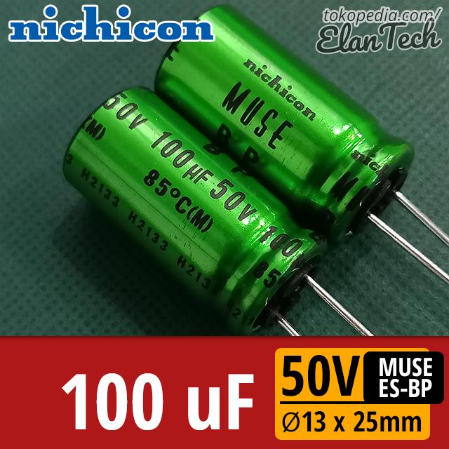 Produktbild von 2x Nichicon Muse FG Fine Gold – 100 µF, 50V, 10x16 Mm, RM5, Polarisiert, NEU