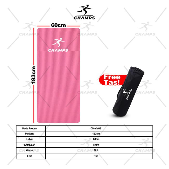 Gambar CHAMPS Matras Yoga Mat Karpet Yoga NBR Pilates 8mm & 10mm - FREE TAS - Merah Muda, Play Mat 8mm dari Champs Indonesia undefined Tokopedia