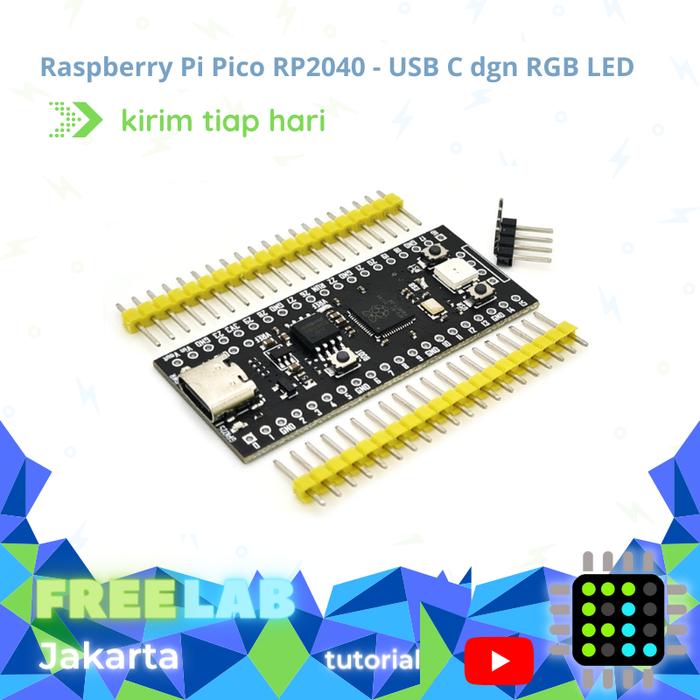 Gambar Raspberry Pi Pico RP2040 RP 2040 ARM Microcontroller Board Micropython - USB C 16MB RGB dari Freelab Jakarta undefined Tokopedia