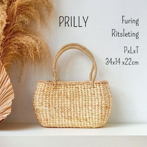 Tas PRILLY Tas Enceng Gondok Sulam Polos Anyaman Jogja Piknik Polos  di Dedaunanshop Tokopedia