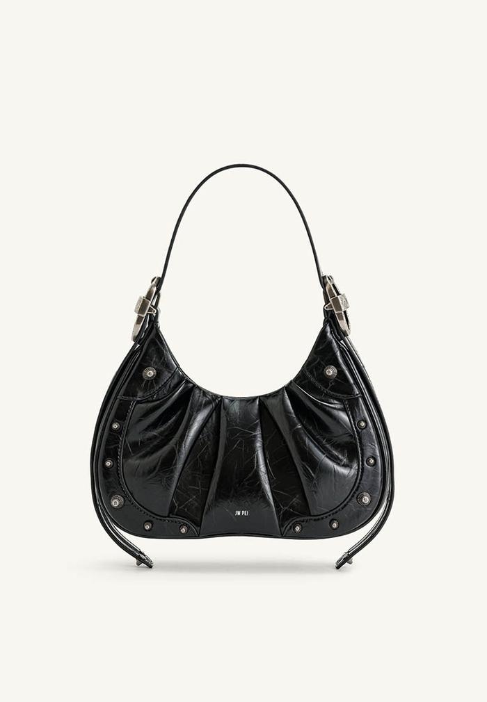 Gambar JW Pei Gabbi Crushed Ruched Hobo Handbag - Black dari Mongschics undefined Tokopedia