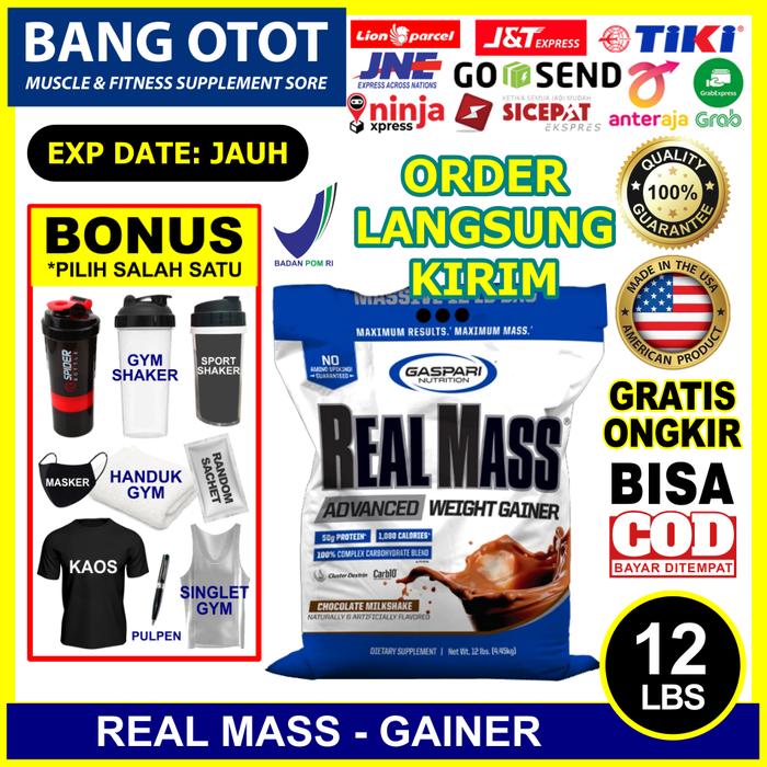 Gambar Gaspari Real Mass 12 Lbs Gaspari Nutrition RealMass 12Lb Weight Gainer - CHOCOLATE, SPIDER SHAKER dari BANG OTOT ID undefined Tokopedia