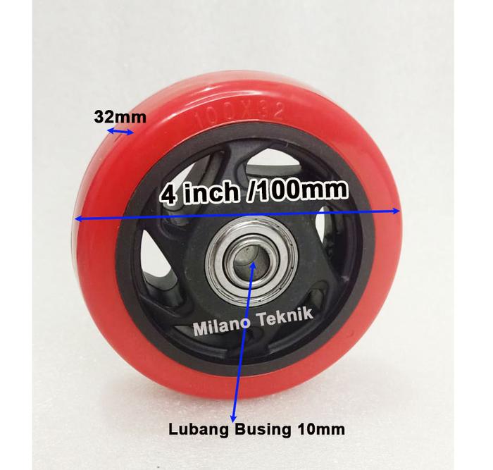 Gambar Roda 4 Inch PU Taiwan + Double bearing Roda Troli Etalase Heavy Duty - Whell only dari Milano Teknik undefined Tokopedia