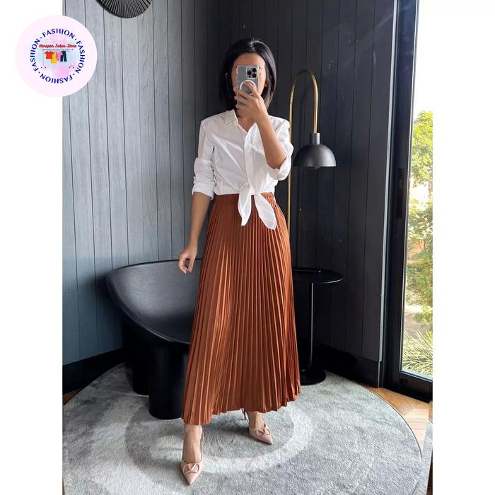 Gambar Rok Plisket Panjang Mayung Rempel Tebal Premium Wanita Muslim Jumbo - Cinnamon dari Harapan Subur Store undefined Tokopedia
