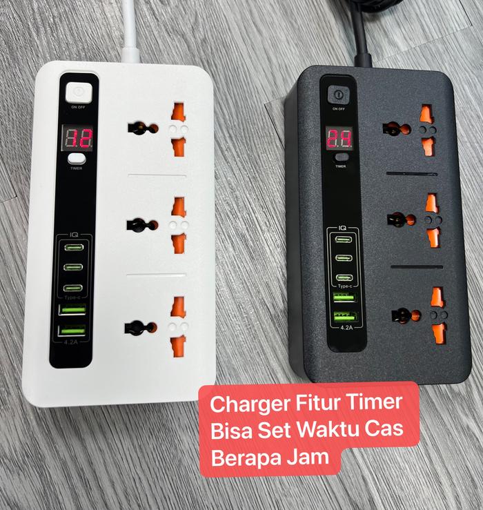 Gambar Charger Desktop USB Colokan Listrik Home Plug Auto Power Off Set Timer - BKL-04 3 Type C, Hitam dari DistriButor Home Living undefined Tokopedia