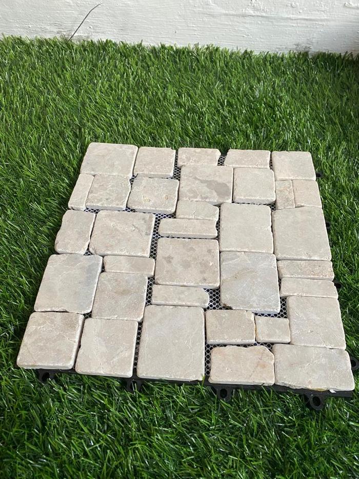 Gambar Decking tile Batu Alam  mozaik-Batu Alam Bongkar pasang - Parkit Putih dari Azaleaparket undefined Tokopedia