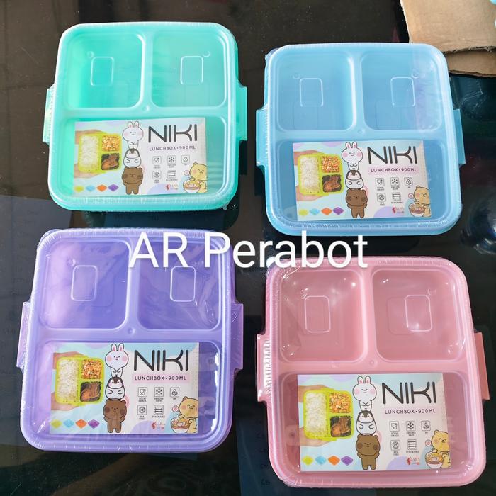 Gambar Niki Lunch Box Bento Sekat 3/4 Bekal Anak Sekolah Kotak Makan Murah - sekat 3 dari AR Perabot Bekasi undefined Tokopedia