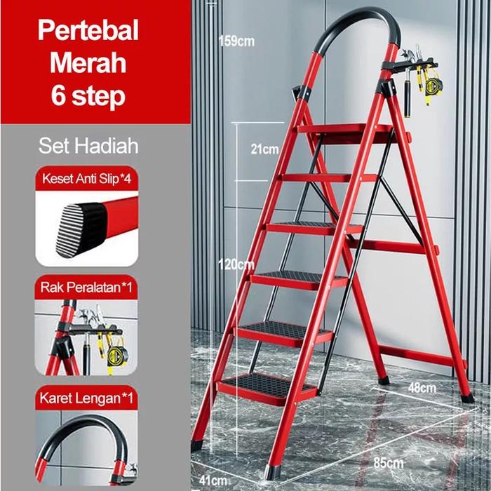 Gambar Step Tangga Rumah Lipat Tangga Besi Household Steel Ladder Baja Karbon - 6 Step dari Bandung Online Pusat undefined Tokopedia