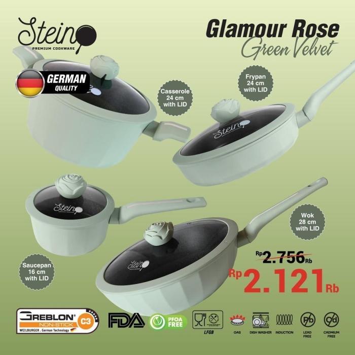 Gambar Stein Cookware GLAMOUR ROSE Series 4 in 1 complete set - Green Valvet dari Jawa Electrik undefined Tokopedia