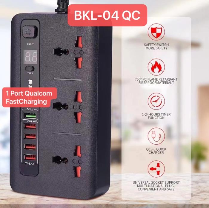 Gambar Charger Desktop USB Colokan Listrik Home Plug Auto Power Off Set Timer - BKL-04 QC, Hitam dari DistriButor Home Living undefined Tokopedia