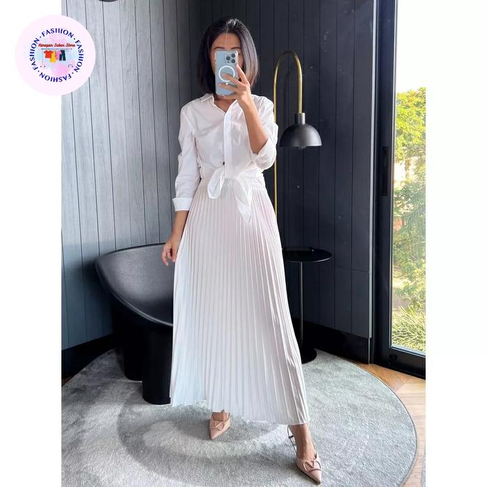 Gambar Rok Plisket Panjang Mayung Rempel Tebal Premium Wanita Muslim Jumbo - Putih dari Harapan Subur Store undefined Tokopedia