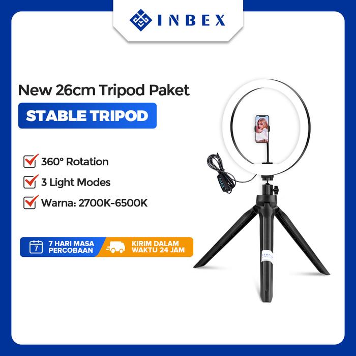 Gambar INBEX Paket 20CM Ring Light with 18cm Mini Tripod for VLOG Youtuber - new light kit dari INBEX Official Store undefined Tokopedia