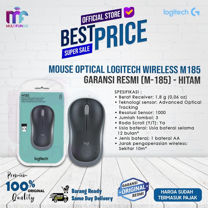 Gambar Mouse Optical LOGITECH Wireless M185 - Garansi Resmi (M-185) - Hitam dari Multifungsi Online undefined Tokopedia