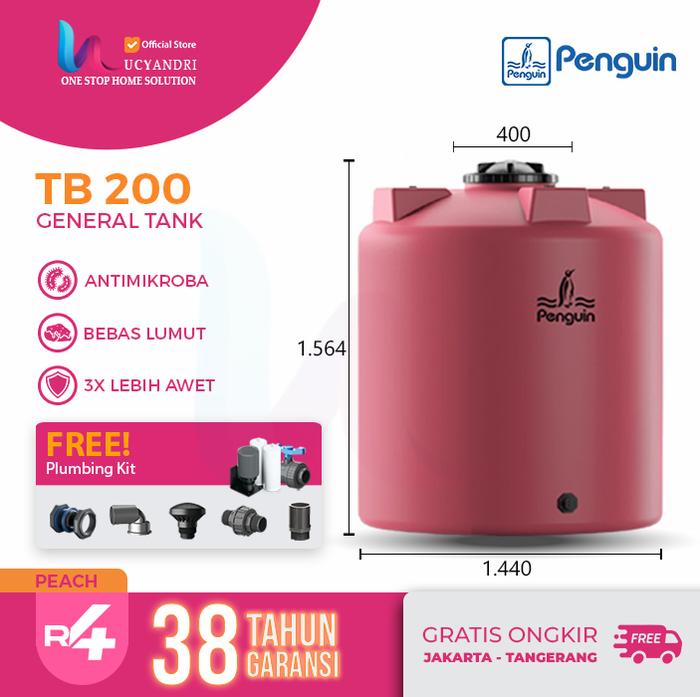 Gambar Tangki Air Penguin TB 200 Toren 2000 L Tandon TB200 Free Plumbing Kit - Peach dari Lucyandri Official undefined Tokopedia