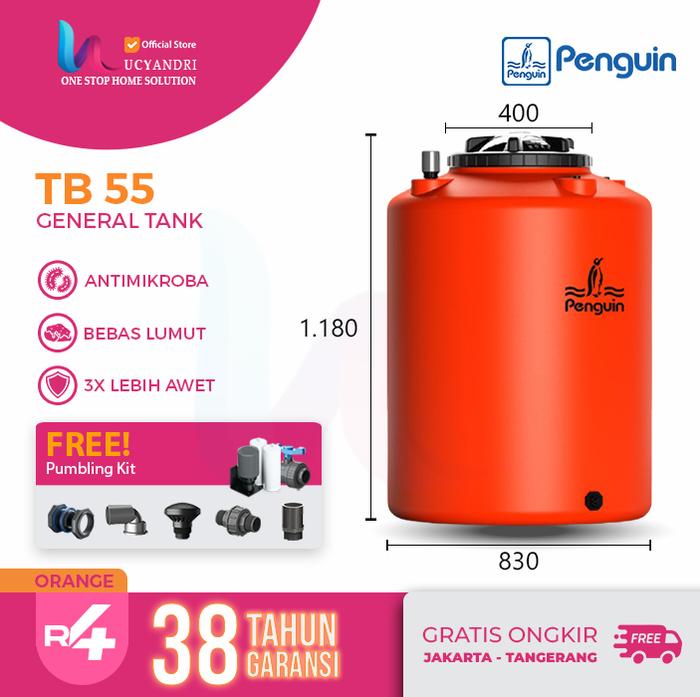 Gambar Tangki Air Penguin TB 55 Toren Air 520 L Tandon TB55 Free Plumbing Kit - Orange dari Lucyandri Official undefined Tokopedia