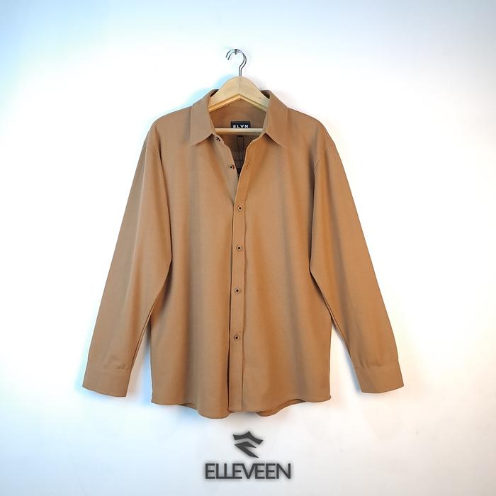 Gambar Kemeja Pria Lengan Panjang Elleveen Katun Brown Almond Polos Kasual XL - Brown Almond, M dari ELLEVEEN undefined Tokopedia