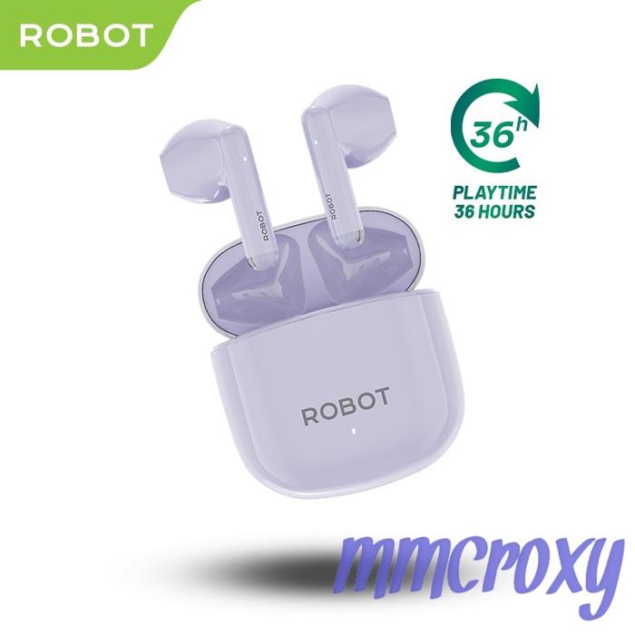 Gambar Robot T60 Airbuds TWS Half Ear Wireless 13mm Earphone Bluetooth 5.3 - Ungu dari MMCROXY undefined Tokopedia