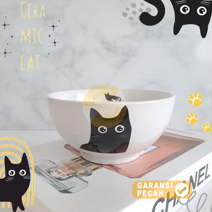 Gambar HOMECO 1pcs Bowl Dinner Cat Collection | Mangkok Makan 6in Cat Ceramic - KEPALA SAJA dari HappyCool Houseware undefined Tokopedia