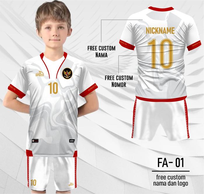 Gambar jersey setalan futsal timnas indonesia anak free custom nama dan logo - Putih, anak size 0 dari jmxfactory undefined 4 Tokopedia