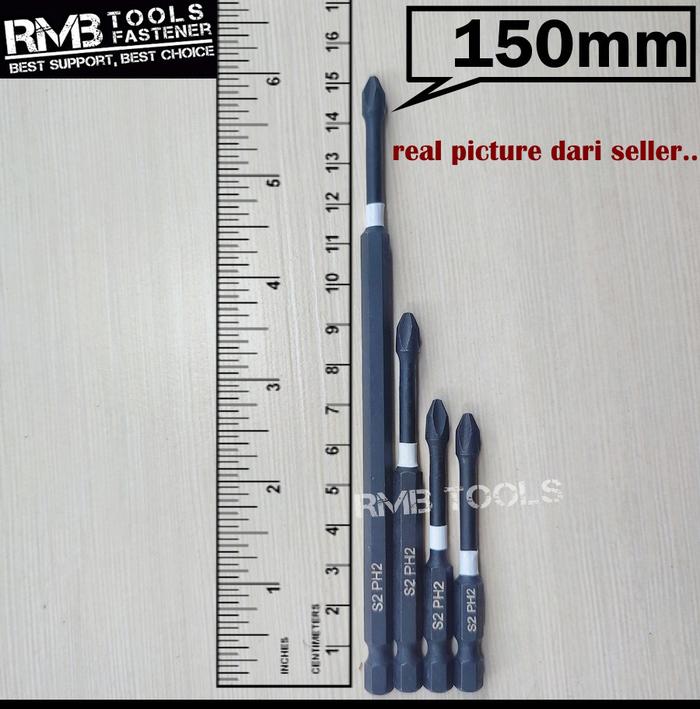 Gambar Mata Obeng Magnetic Plus PH2 Impact Drill 6.35mm Hex Shank Screwdriver - 150mm dari RMBtools Fastener undefined Tokopedia
