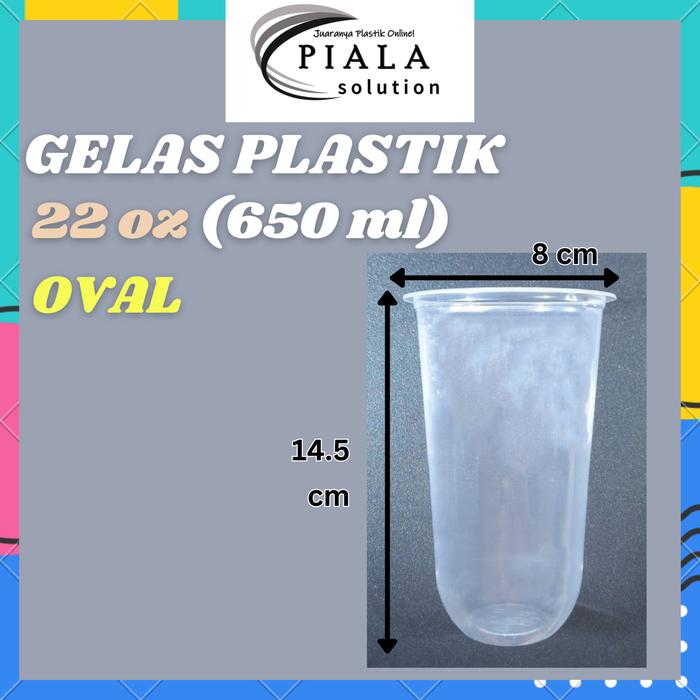 Gambar Gelas Plastik 22 Oz Merak| Cup Thai Tea | Gelas Plastik Tebal - Oval dari Piala Solution undefined Tokopedia