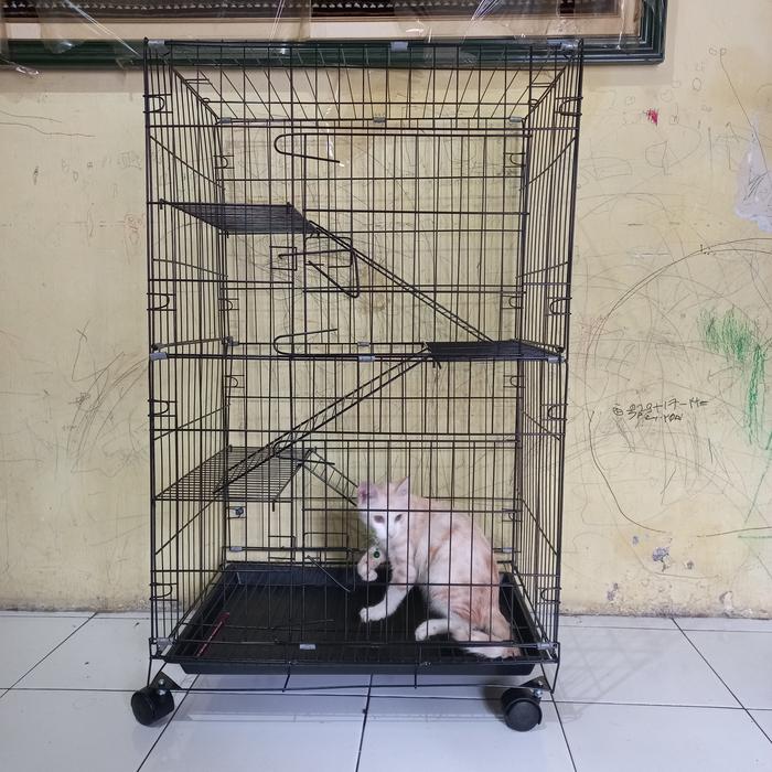Gambar KANDANG KUCING TINGKAT 3+RODA SIZE XXL 110X75X45 CM - Hitam dari PETCAGEOFFICIAL undefined Tokopedia