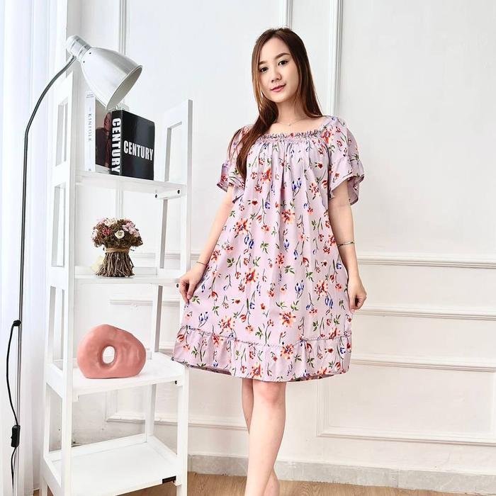 Gambar ivory dress/daster kerut rampel - blume ungu dari Bali Ranee Shop undefined Tokopedia