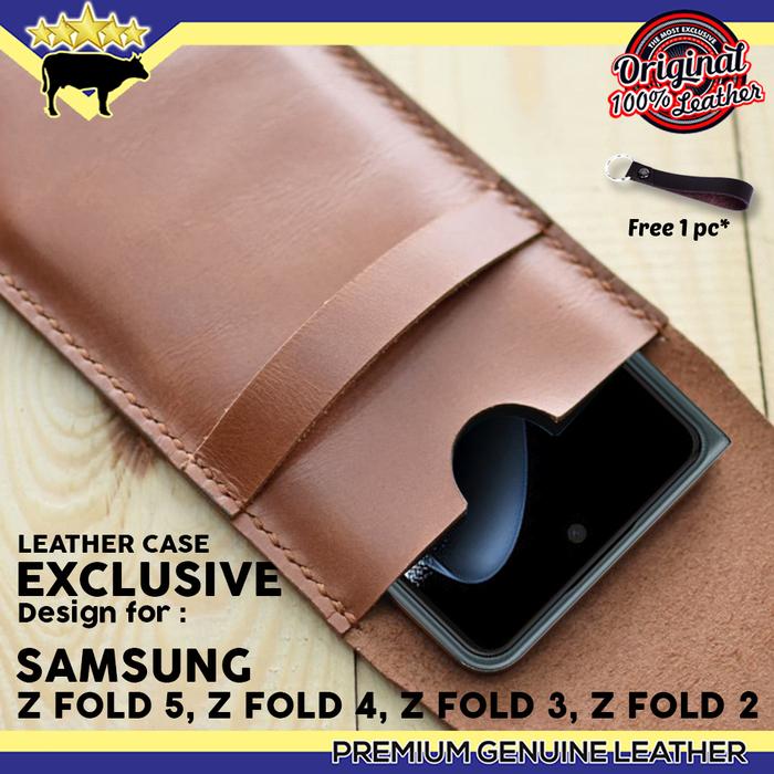 Jual LEATHER CASE SARUNG SAMSUNG Z FOLD CASING HP KULIT BROWN