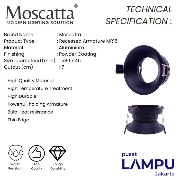 Gambar MOSCATTA Kap Lampu MR16 Fixed recessed diameter 8CM - black dari Pusat Lampu Jakarta undefined Tokopedia