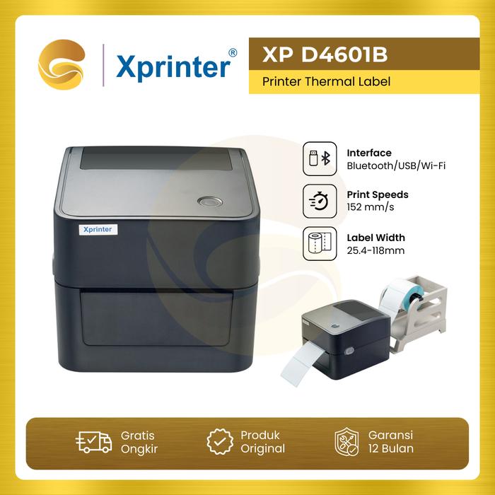 Gambar XPRINTER XP D4601B Barcode Printer Label Thermal XP-D4601B 4601B 4601 - USB HITAM dari ATI OFFICIAL STORE undefined Tokopedia