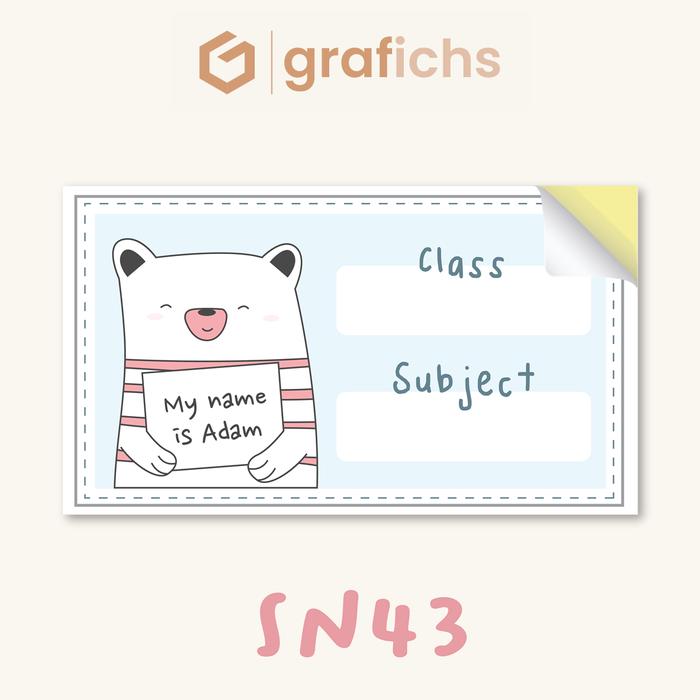 Gambar [20 pcs] Stiker Label Custom Nama Buku Sekolah Anak SN43 - SN50 by Grafichs - SN43 dari Grafichs Kab. Bogor Tokopedia